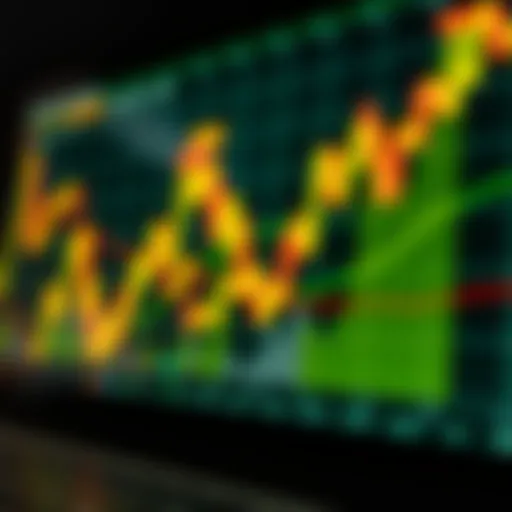 Stock Market Trends Visualization A vibrant stock market graph illustrating trends