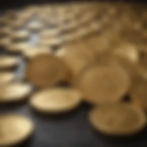 Golden coins representing physical gold investment