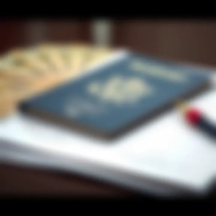 Banking Documents and Passport A close-up of banking documents and a passport for account opening.