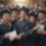 A diverse group of graduates holding their diplomas