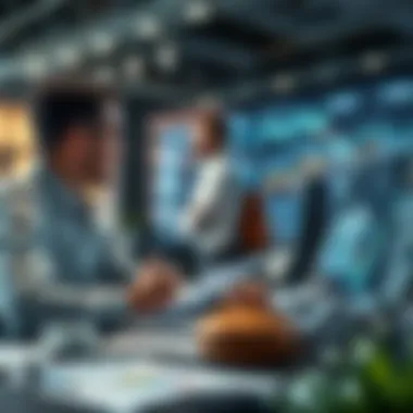 Investors analyzing charts and discussing funding strategies