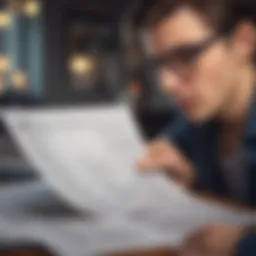 A young individual reviewing tax documents