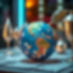 A globe with financial symbols representing international banking