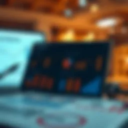 Illustration depicting target market analysis with graphs and charts