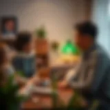 A family discussing financial security in their living room