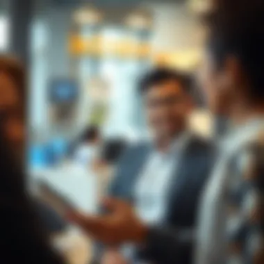 Engaging with Lenders A confident self-employed individual discussing with a lender