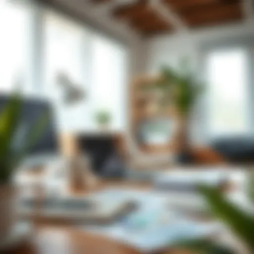 Home Office Financial Readiness A modern home office setup with financial documents and a laptop