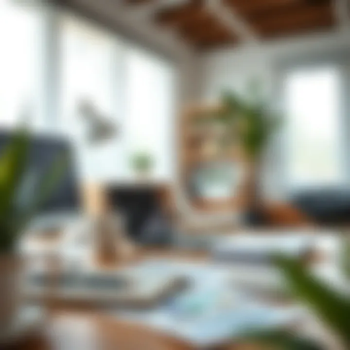 Home Office Financial Readiness A modern home office setup with financial documents and a laptop