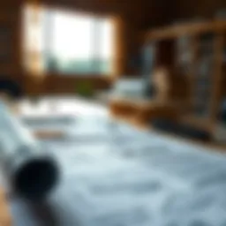 Blueprints of a house on a table