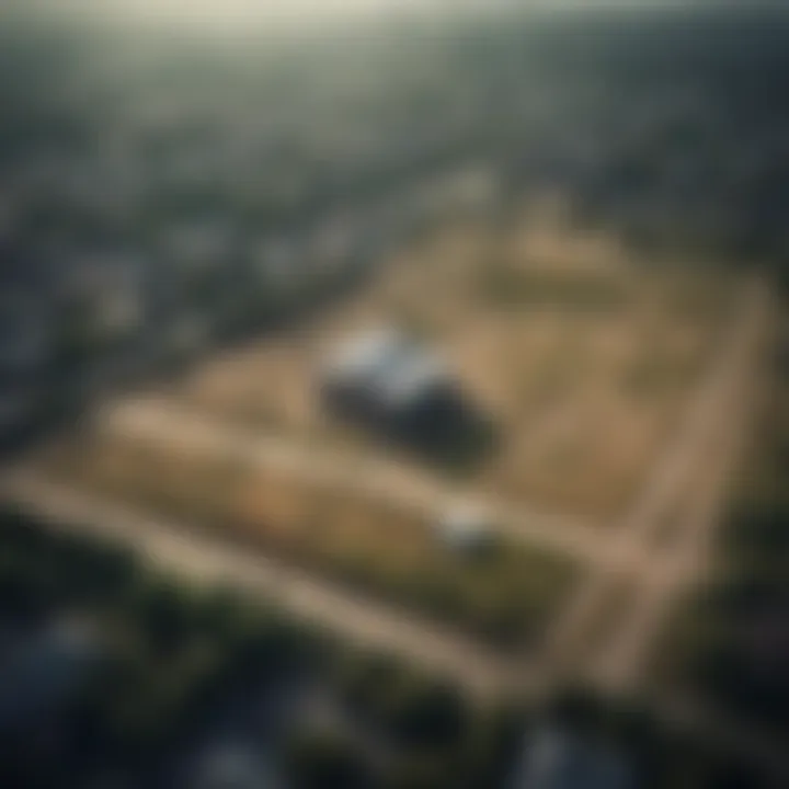 Aerial view of a vacant land plot showcasing its potential for development