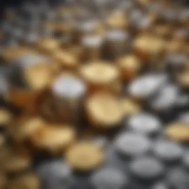 Selection of Precious Metals A diverse selection of precious metal raw materials including gold, silver, and platinum.