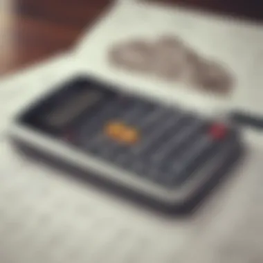 A calculator with mortgage documents, symbolizing financial calculations.