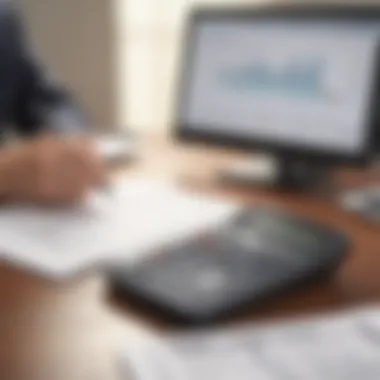 Proactive Financial Management A person reviewing financial documents with a calculator