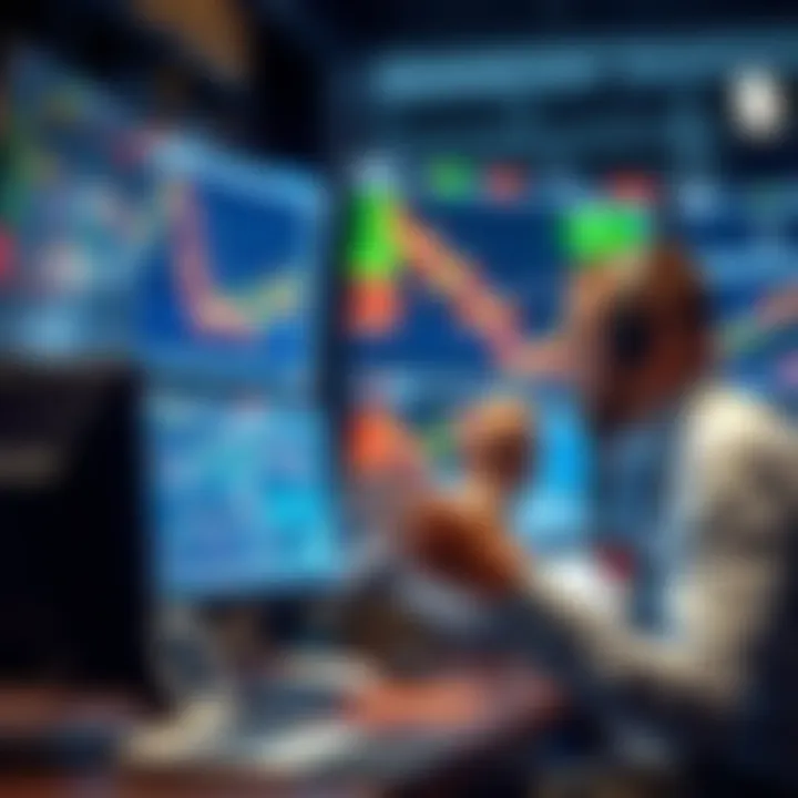 Market Analysis in Day Trading A trader analyzing market trends on multiple screens