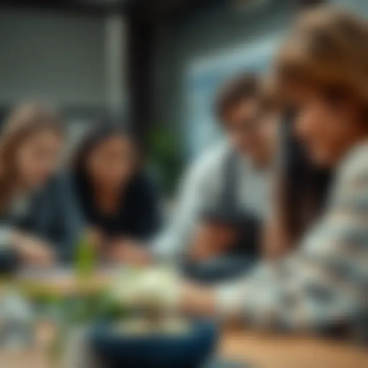 A diverse group collaborating on sustainable project solutions